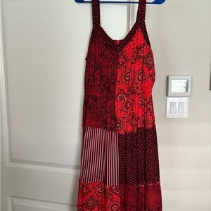 SOLD Lane Bryant Red and Black Sleeveless Midi Sundress